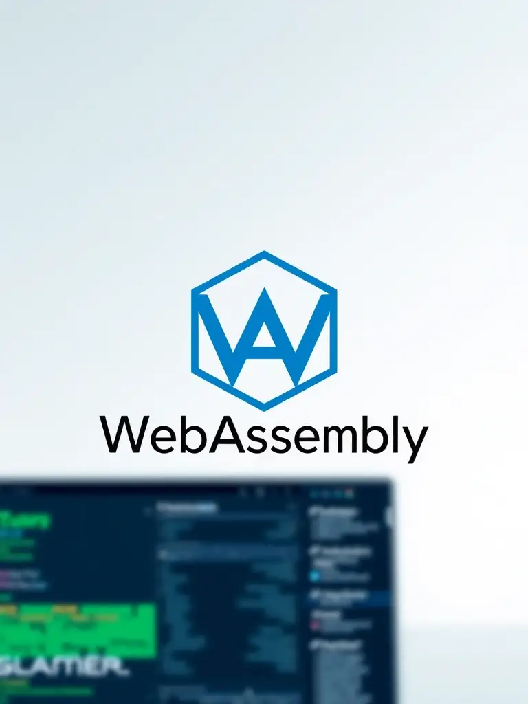 A sleek graphic showcasing the WebAssembly logo integrated into a modern web application interface, highlighting the technology's speed and efficiency.