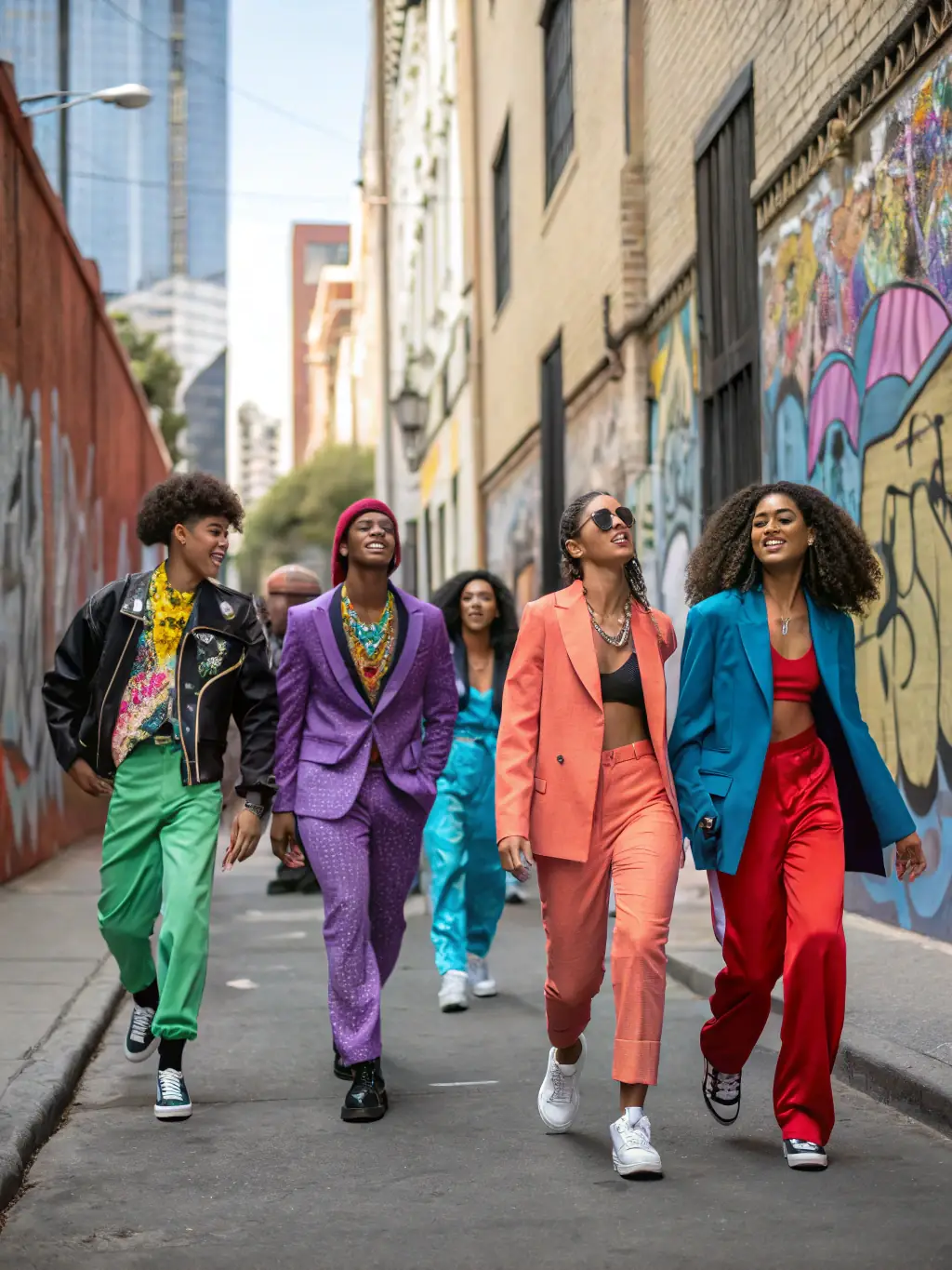 A diverse group of people expressing their unique styles, representing the tailored fashion suggestions of StyleReflect.