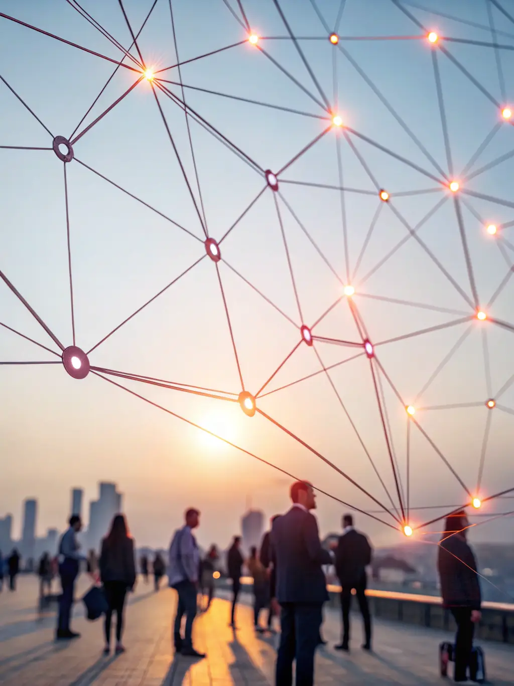 A graphic representing a knowledge graph with AI nodes, symbolizing improved knowledge discovery through advanced search capabilities.